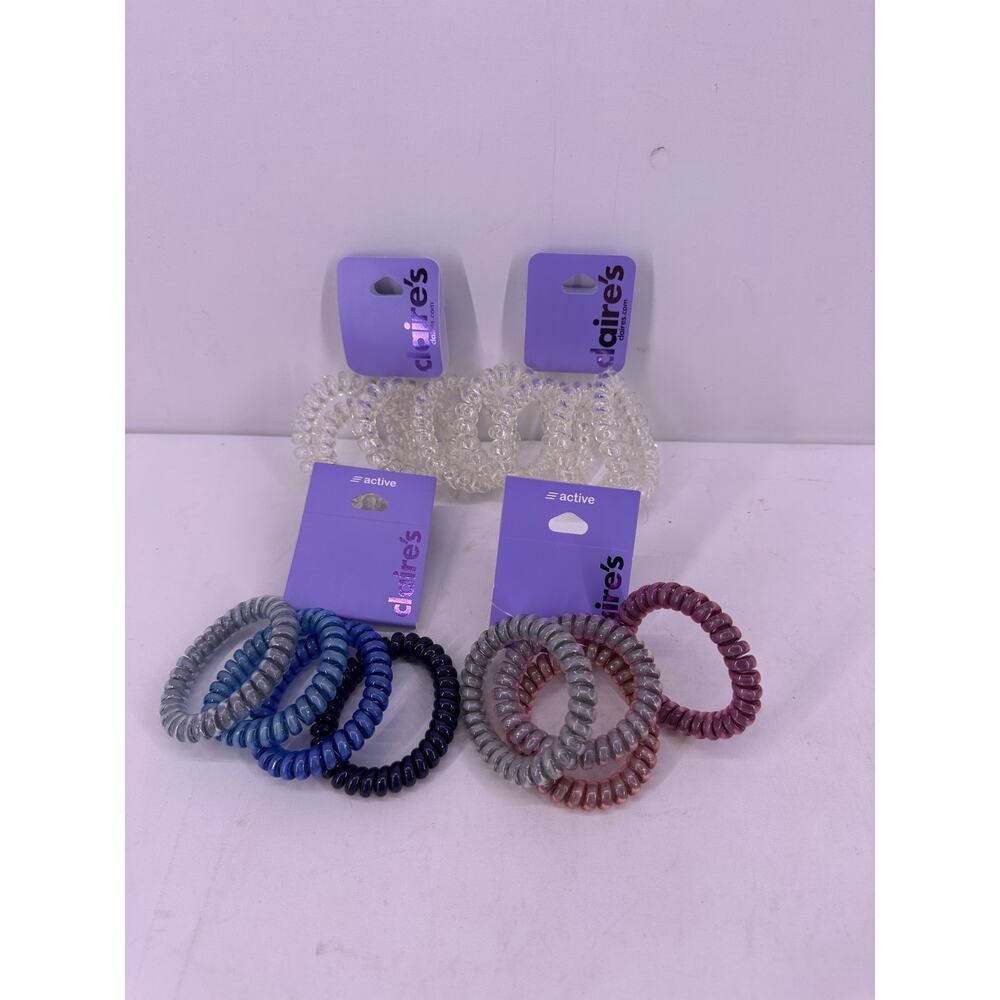 Claire’s Active Clear Ponytail Holder HairTie Set of 4 Nwt